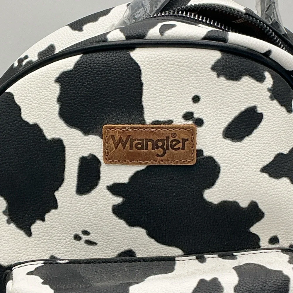 Wrangler NWT Cow Print Backpack With Coin Pouch - Black